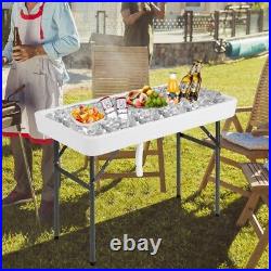 4' Outdoor Ice Cooler Table Folding Storage Indoor picnic withMatching Skirt Party