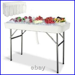 4 ft Folding Party Ice Chests Cooler Table Outdoor Cooking Matching Skirt