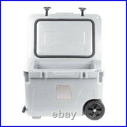 50L Large Portable Cooler with Wheels BBQ Camping Fishing Picnic Beach Trip White