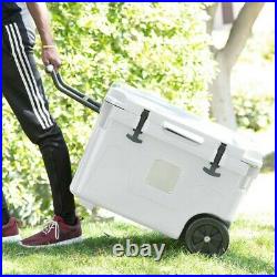 50L Large Portable Cooler with Wheels BBQ Camping Fishing Picnic Beach Trip White