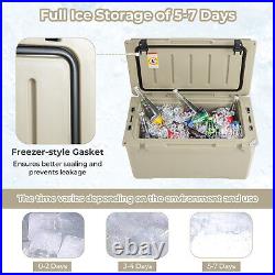 50 QT Rotomolded Cooler Convenient Handles Ice Retention for 5-7 Days Tan