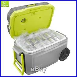 50 Quart COOLING COOLER Chest Box Rolling Wheels Towing Handle Battery Charger