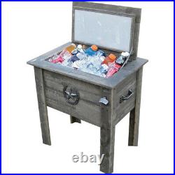 54 quart Barn Wood Board Beverage Cooler 50 Can Ice Chest with Drain Bottle Opener