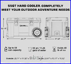 55 Quart Cooler with Wheels, Ice Chests Portable Camping Cooler Holds Ice up to