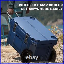 55 Quart Cooler with Wheels, Ice Chests Portable Camping Cooler Holds Ice up to