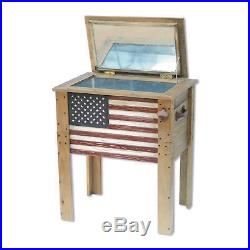 57 Quart Outdoor Wooden American Flag Cooler Backyard Expressions 909939
