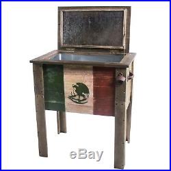 57 Quart Wooden Patio Cooler With Mexican Flag Backyard Expressions 914913