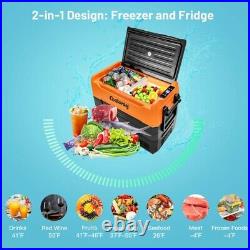 58 Quarts Car Refrigerator Portable Freezer Dual Zone Cooler Mini Fridge WithWheel