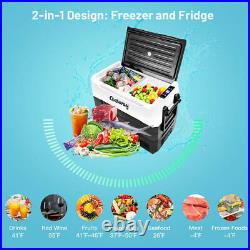 58 Quarts Car Refrigerator Portable RV Freezer Dual Zone with Wheel