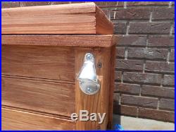 63 Can Outdoor Wood Cooler Chest Ice Box Bottle Opener Deck Patio Coleman 48 QT