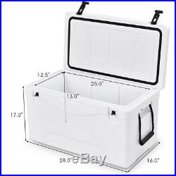 64 Quart Insulated Fishing Hunting Cooler Ice Chest Heavy Duty Outdoor White