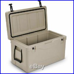 64 Quart Insulated Fishing Hunting Cooler Ice Chest Outdoor Heavy Duty Grey