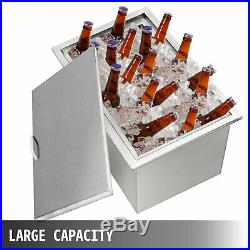 66QTOutdoor Drop-in Ice Chest Cooler 304 Stainless Steel Patio Ice Beer Bin Box