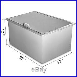 66QT Drop In Ice Chest Bin + Cover 304 Stainless Steel Food Cooler Home Kitchen