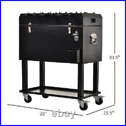 68QT Rolling Ice Chest Portable Patio Party Drink Cooler Cart, Foosball Top