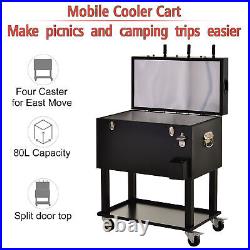 68QT Rolling Ice Chest Portable Patio Party Drink Cooler Cart Foosball Top