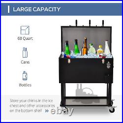 68QT Rolling Ice Chest Portable Patio Party Drink Cooler Cart, Foosball Top