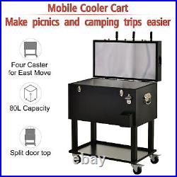 68QT Rolling Ice Chest Portable Patio Party Drink Cooler Cart with Foosball