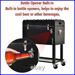 68QT Rolling Ice Chest Portable Patio Party Drink Cooler Cart with Foosball