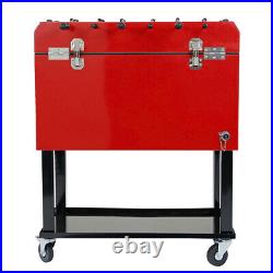 68 Quart Rolling Foosball Cooler Ice Chest Patio Outdoor Party Portable Bar Cart