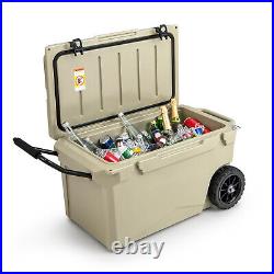 75 Qt Portable Cooler with wheels Handle Roto Molded Ice Chest Insulated 5-7 Days