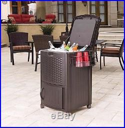 77 Qt Cooler Resin Wicker Brown Suncast Outdoor Patio Ice Chest Holds 72 Cans