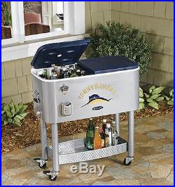 77 Qt. TOMMY BAHAMA ISLAND STYLE STAINLESS ROLLING DELUXE BEVERAGE COOLER
