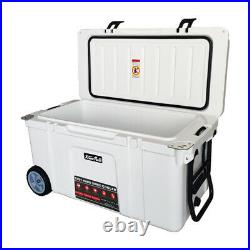 79 Quart Rolling Ice Chest Cooler Camping Insulated Lockable Cooler with Wheel