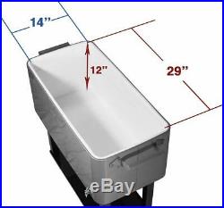 80QT Ice Chest Rolling Cooler Carts Outdoor Patio Portable Party Bar Beer Cooler
