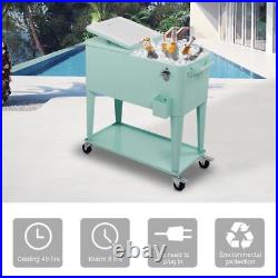 80QT Patio Rolling Cooler Picnic Ice Chest Party Cooler Cart