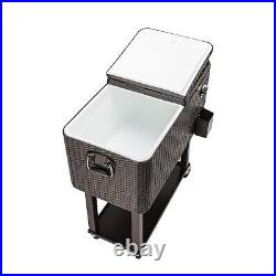 80QT Rattan Square Legs Cooler with Shelf Factory Customized