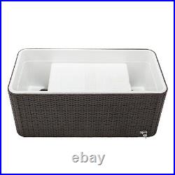 80QT Rattan Square Legs Cooler with Shelf Factory Customized