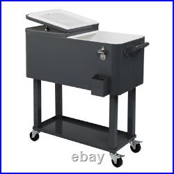 80QT Rectangular Plastic Box Iron Foot Refrigeration Insulation Cart Dark Grey