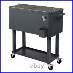 80QT Rectangular Plastic Box Iron Foot Refrigeration Insulation Cart Dark Grey