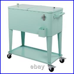 80QT Rolling Cooler Picnic Ice Chest Party Cooler Cart for Party Camping Drink