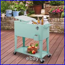 80QT Rolling Cooler Picnic Ice Chest Party Cooler Cart for Party Camping Drink