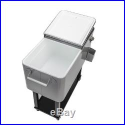 80QT Rolling Stainless Steel Party Cooler Cart Ice Chest Patio Warm Function