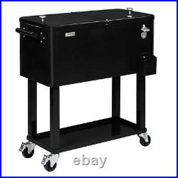 80QT Rolling Warm Cooler Food Cart Ice Chest Party Outdoor Wedding With Wheel