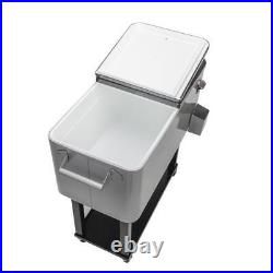 80QT Rolling Warm Cooler Food Cart Ice Chest Patio Outdoor Warm Stainless Steel