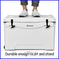 80Qt Large Heavy Duty Fishing Hunting Cooler Ice Chest Wheels Tow Handle Latches