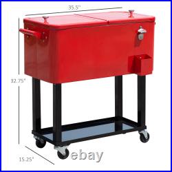 80Qt Outdoor Rolling Cooler Cart Ice Beer Beverage Chest Party Portable