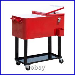 80Qt Outdoor Rolling Cooler Cart Ice Beer Beverage Chest Party Portable