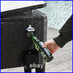 80Qt Rolling Cart on Wheels Outdoor Bar Drink Cooler Ice Beverage for Patio Pool