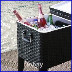 80Qt Rolling Cart on Wheels Outdoor Bar Drink Cooler Ice Beverage for Patio Pool