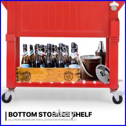 80Qt Rolling Cooler CartICE SCOOP+BOTTLE OPENERCamping Beverage Beer Ice Chest