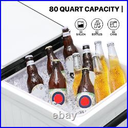 80Qt Rolling Cooler CartICE SCOOP+BOTTLE OPENERCamping Ice Beverage Beer Chest
