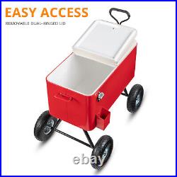 80Qt Rolling Cooler Cart Patio Outdoor Ice Chest Bin Beer Cooler With Wheels