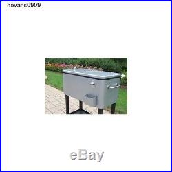 80 QT Portable Rolling Patio Stainless Steel Outdoor Party Cooler Cart Ice Chest