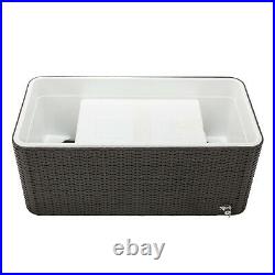 80 QT Rattan Cooler Frozen Trolley with Shelf with Warm and Cooling Functions