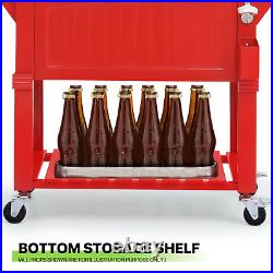 80 Qt Outdoor Rolling Cooler CartICE SCOOP+BOTTLE OPENERCamping Ice Beer Chest